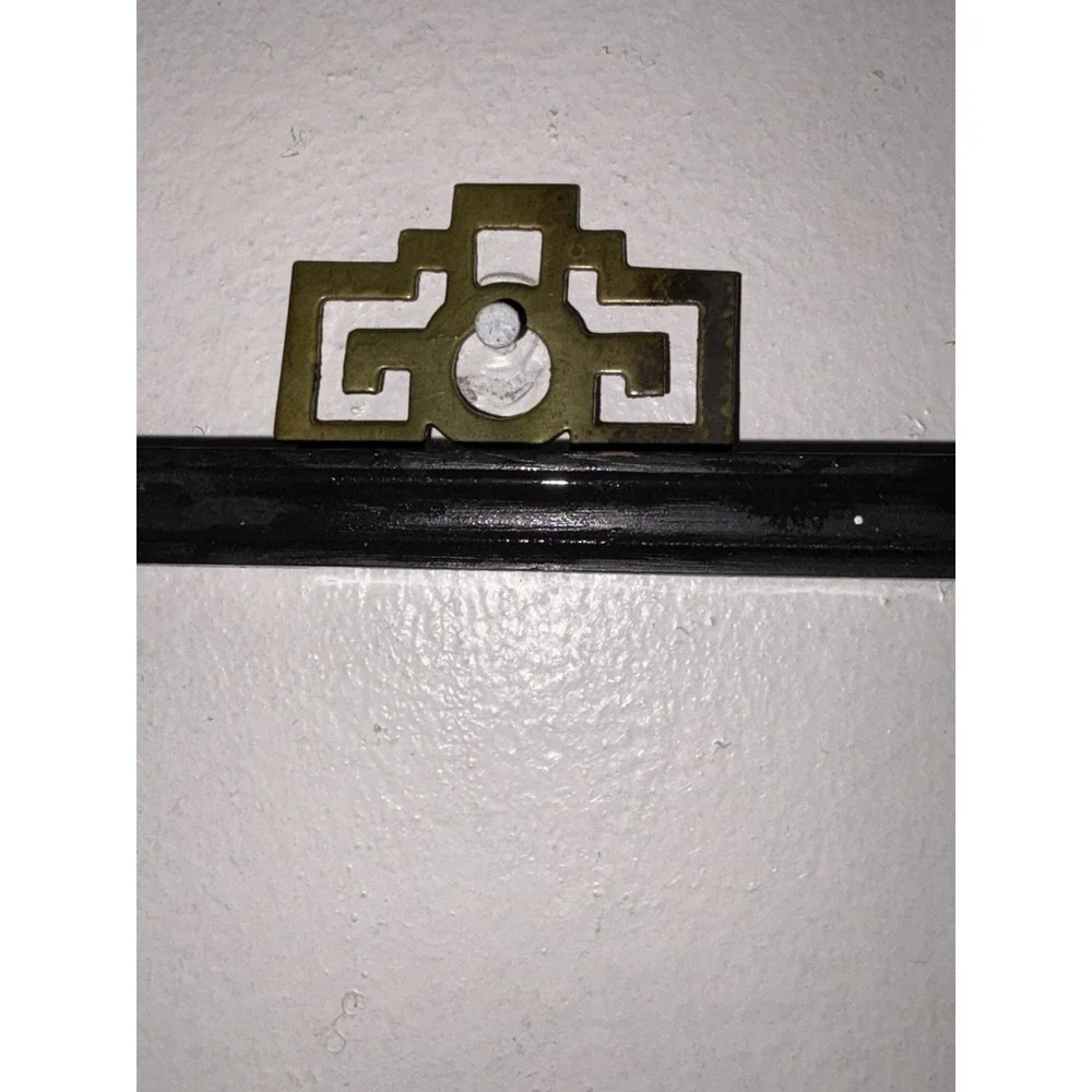 VTG Brass Metal MCM 3D Floral Wall Plaques Set Of 2 Wood Frame Hanging 20